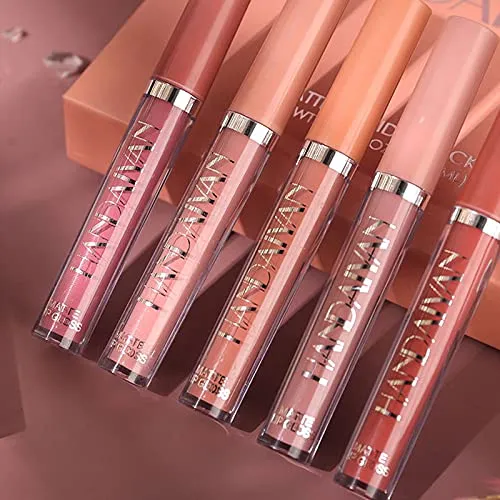 6Pcs Matte Long Lasting Non-Fade Liquid Lipstick Makeup Set, Nudes