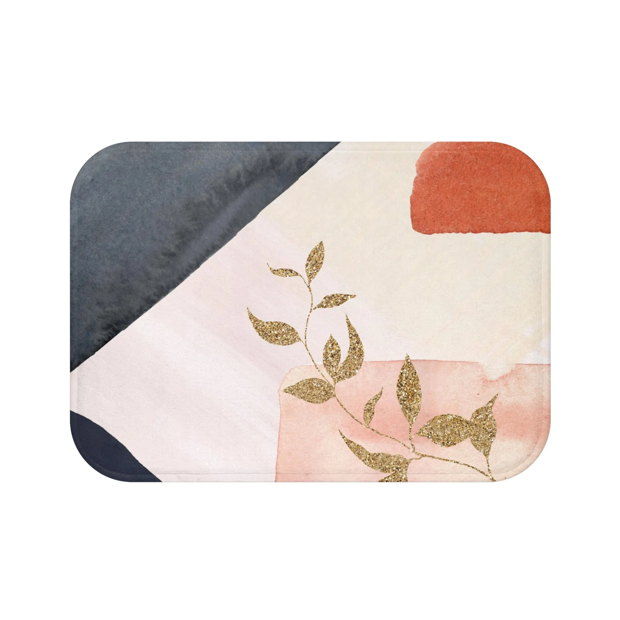 Abstract Bath Mat | Navy Blue, Orange Pink