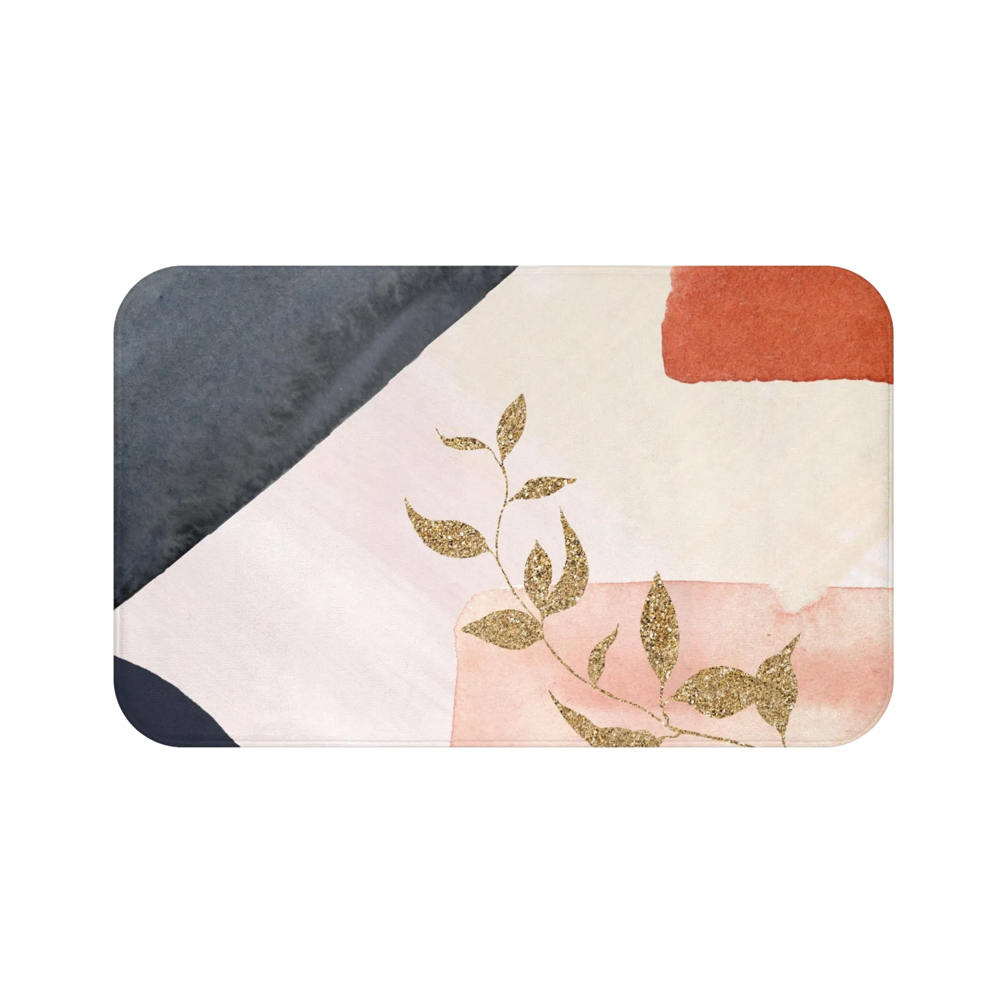 Abstract Bath Mat | Navy Blue, Orange Pink