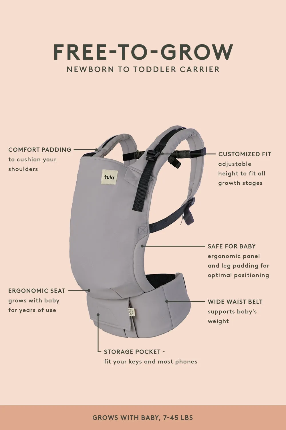 Blush Pink - Seersucker Free-to-Grow Baby Carrier