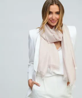 Blush Pink Shimmer Scarf with Raw Edges