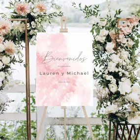 Blush Spanish Wedding Welcome Acrylic Sign