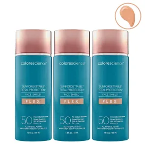 Colorescience Sunforgettable Total Protection Face Shield Flex SPF 50 Medium 55ml 3 Pack Set