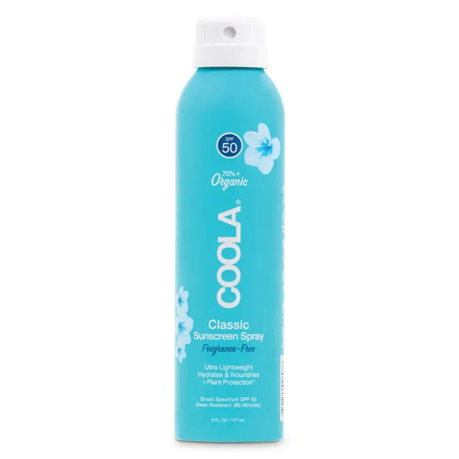 Coola Classic Fragrance Free Organic Body Sunscreen Spray- SPF 50