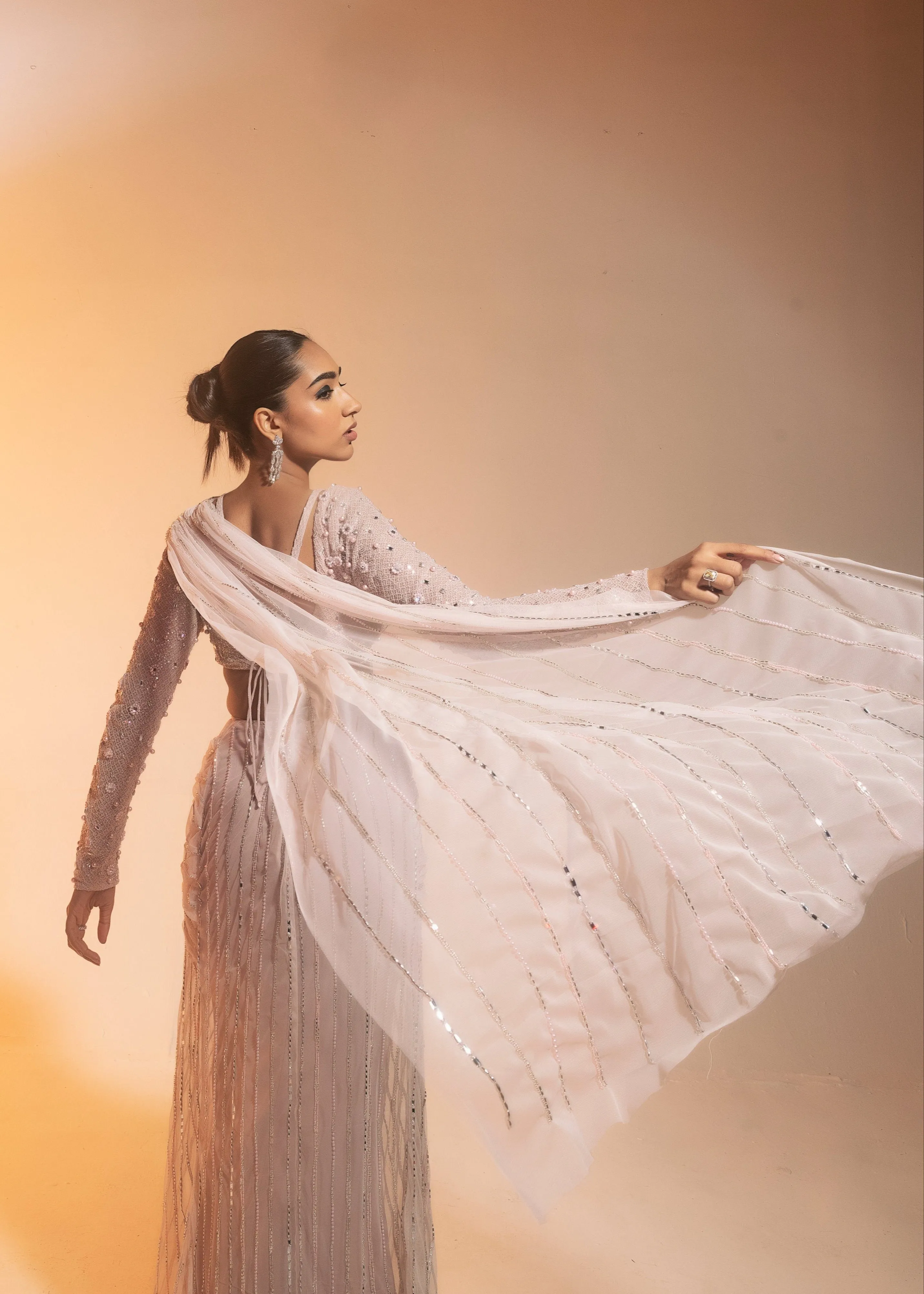 Diya Blush Hand-Embroidered Draped Saree Set