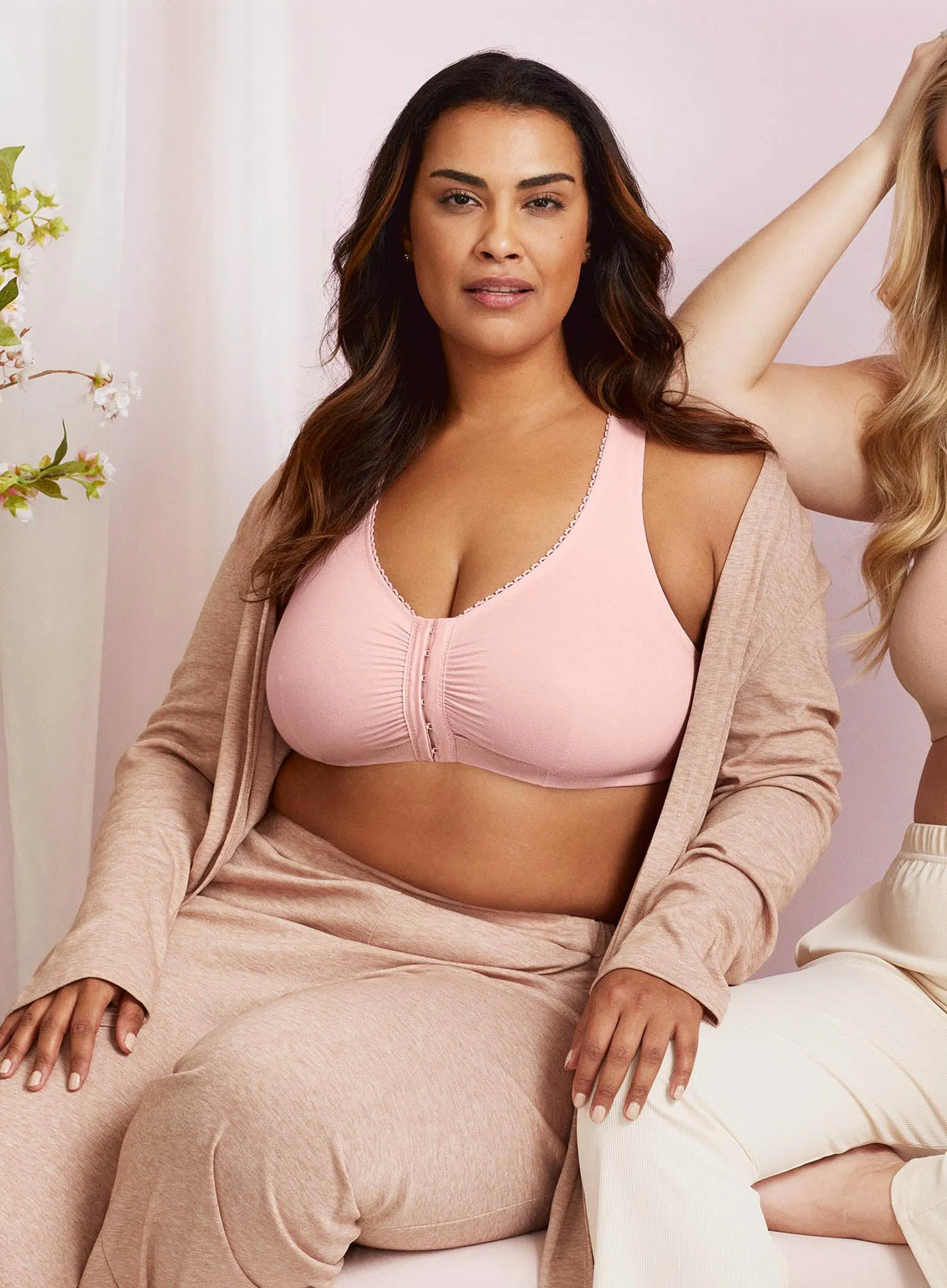 Glamorise: Off Duty Front Close T Back Comfort Sleep Bra Pink Blush