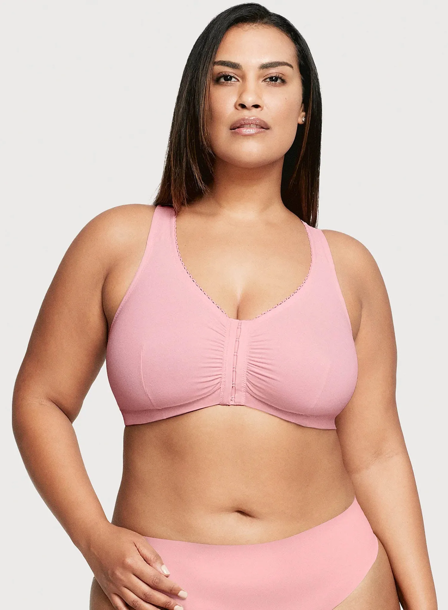 Glamorise: Off Duty Front Close T Back Comfort Sleep Bra Pink Blush