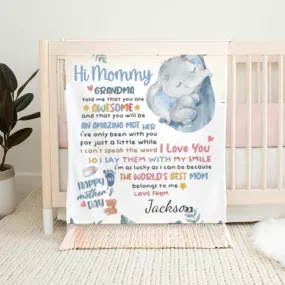 Hi Mommy, Personalized Fleece Blanket