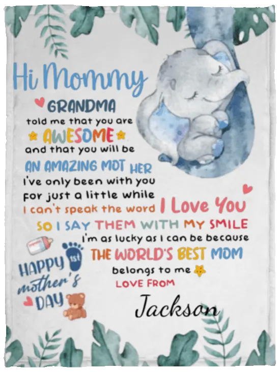 Hi Mommy, Personalized Fleece Blanket