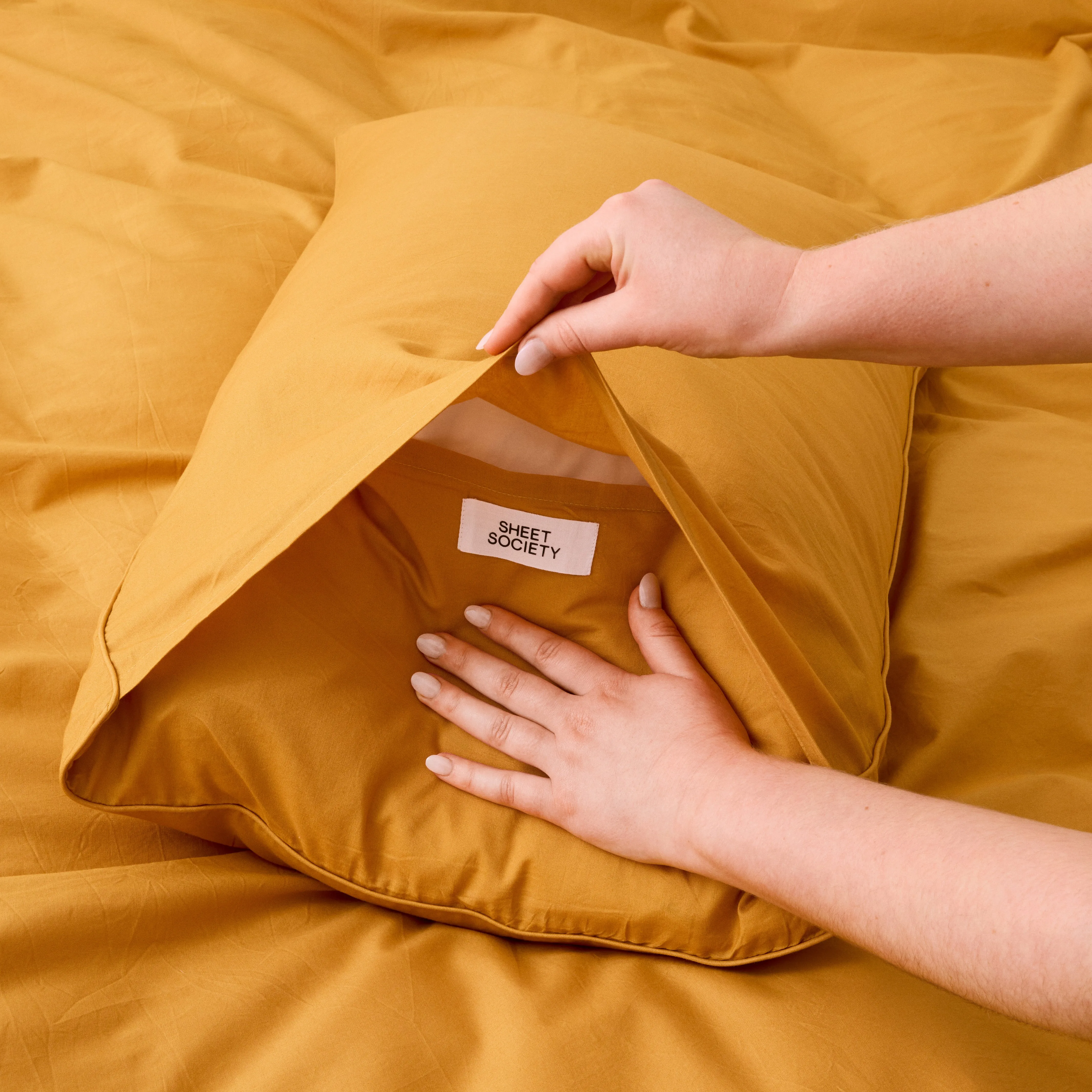 Leo Washed Cotton - Mustard Pillowcases