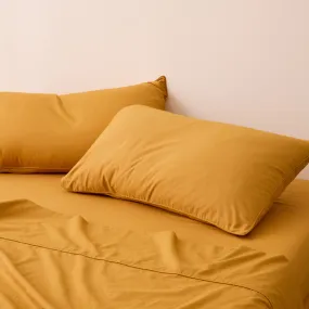 Leo Washed Cotton - Mustard Pillowcases