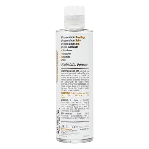 #LubeLife Water-Based Personal Lubricant, Lube for Men, Women and Couples, Non-Staining, 8 Fl Oz