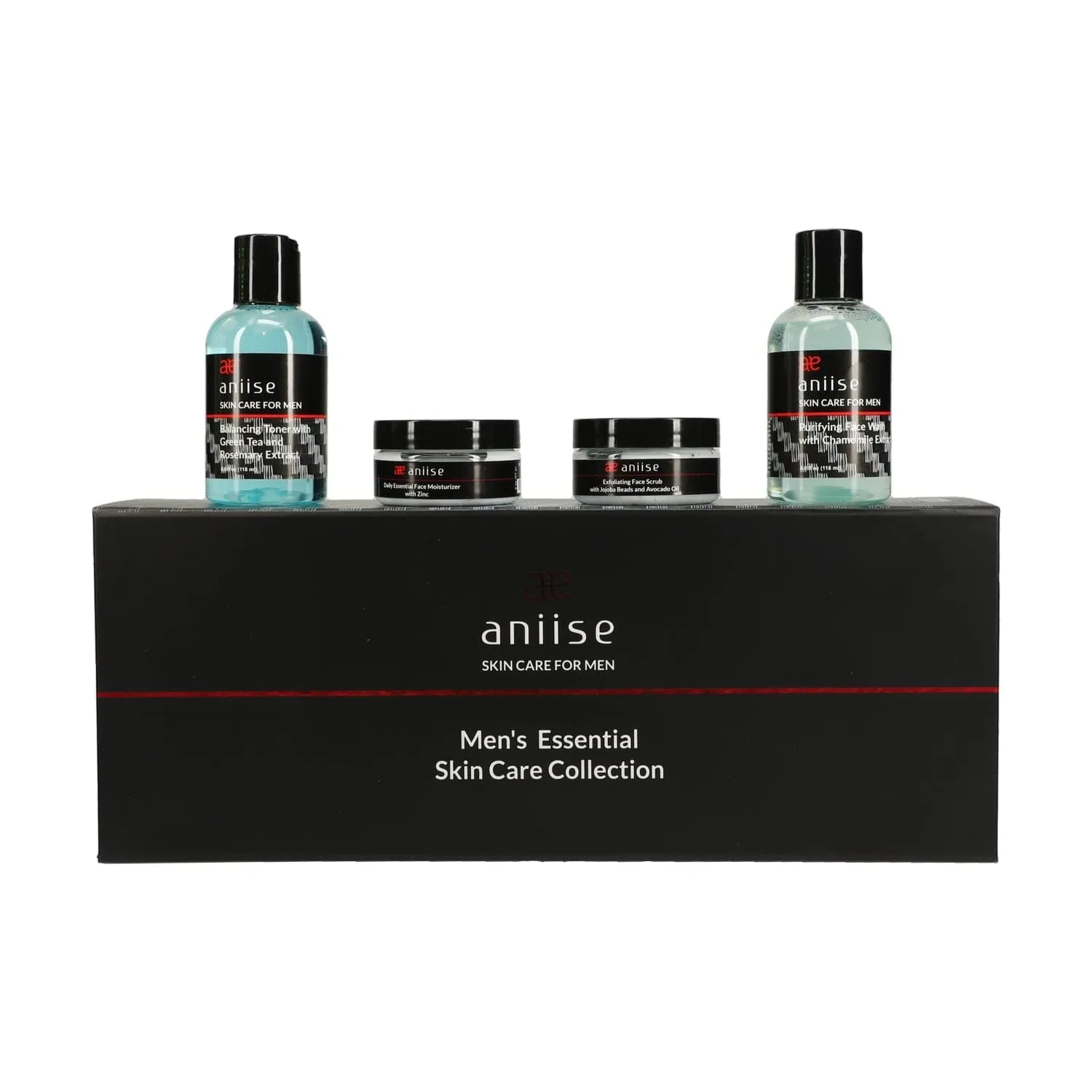 Men's Essential Skin Care Set - Purifying Face Wash, Daily Moisturizer, Balancing Toner, Exfoliating Face Scrub