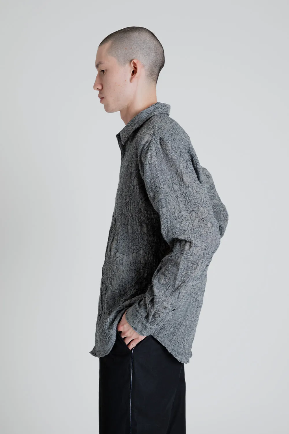 Shirt Non-Binary Clean Wool Jaquard - White / Black