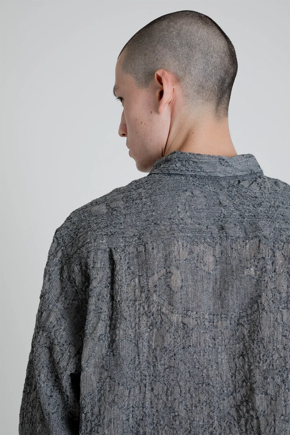 Shirt Non-Binary Clean Wool Jaquard - White / Black