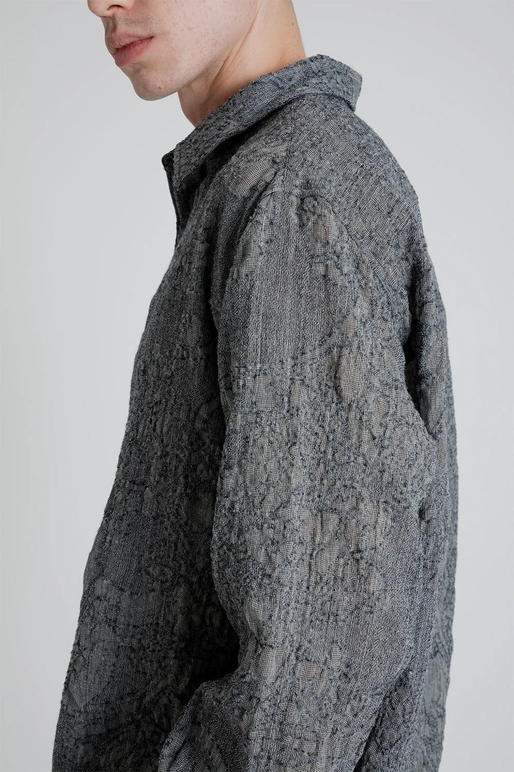 Shirt Non-Binary Clean Wool Jaquard - White / Black