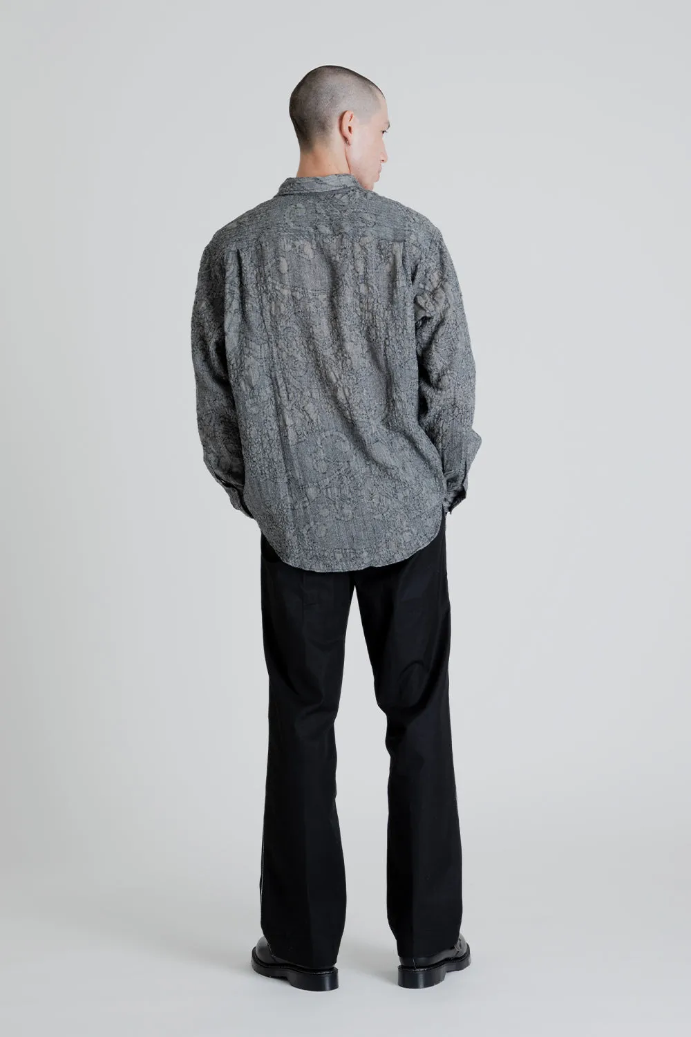 Shirt Non-Binary Clean Wool Jaquard - White / Black