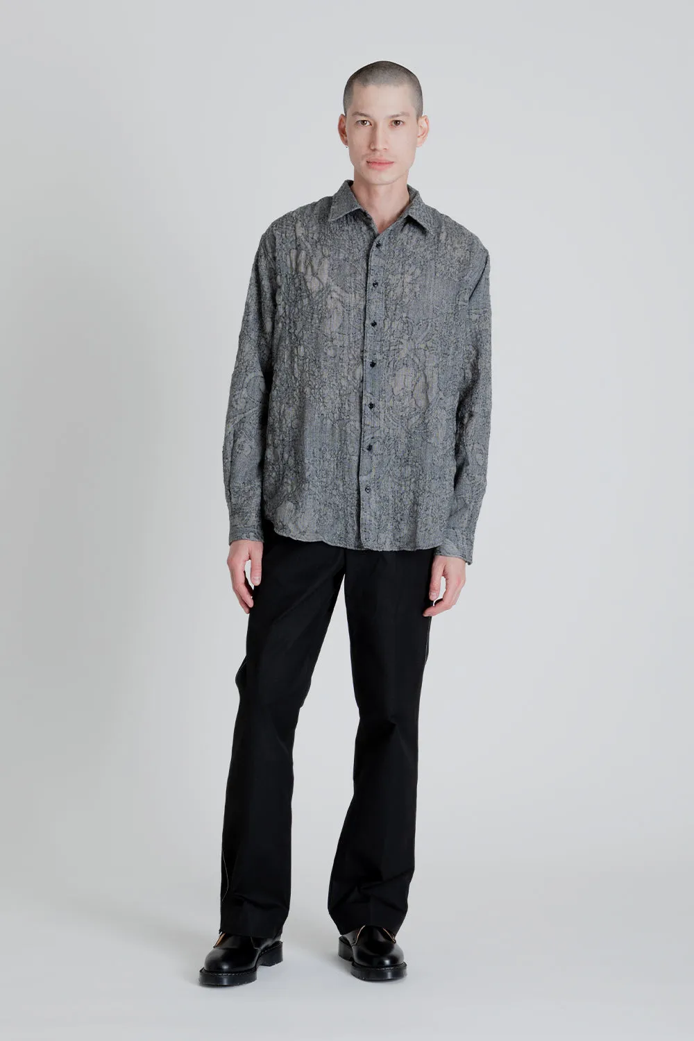 Shirt Non-Binary Clean Wool Jaquard - White / Black