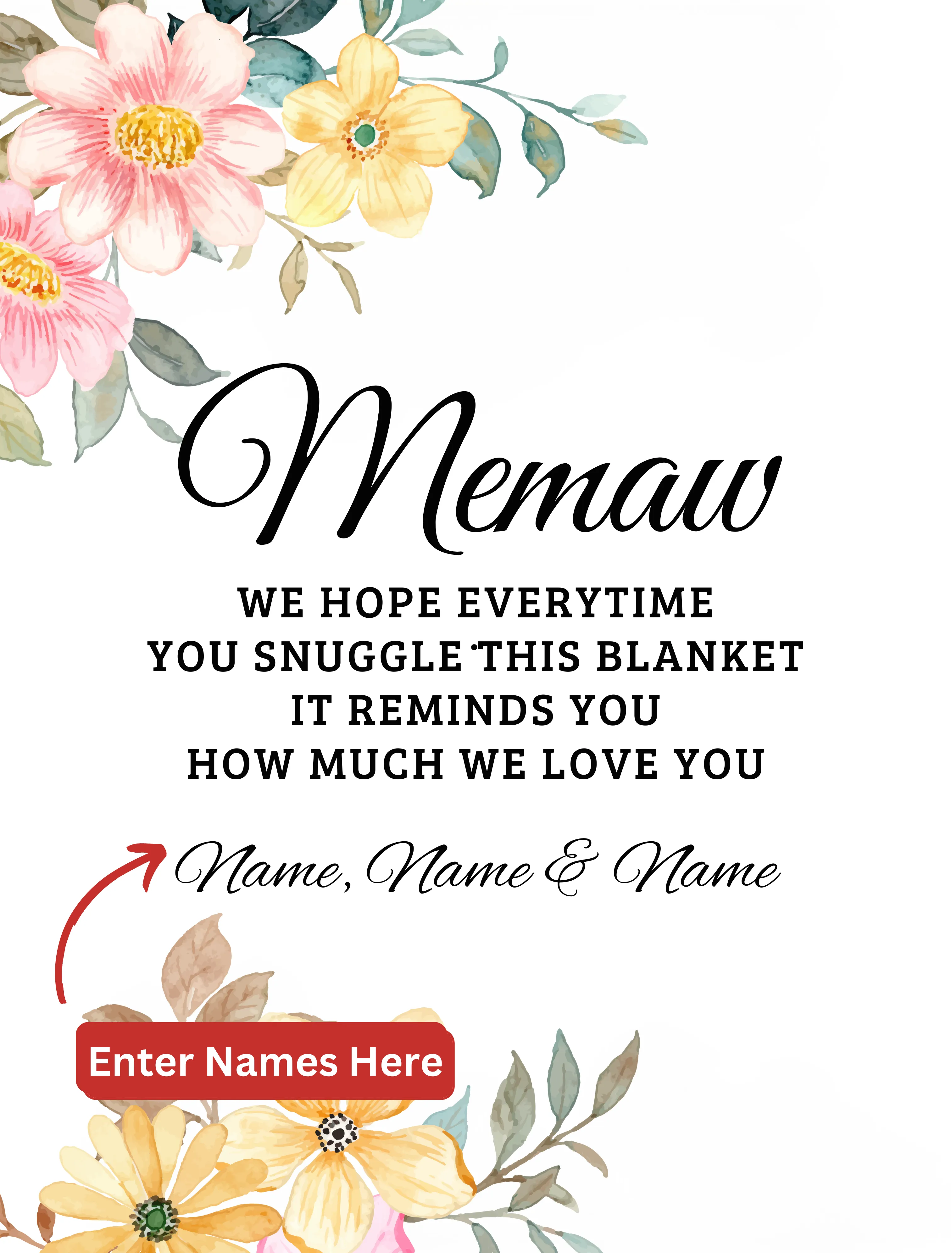 To Memaw, Personalized Fleece Blanket - 60x80