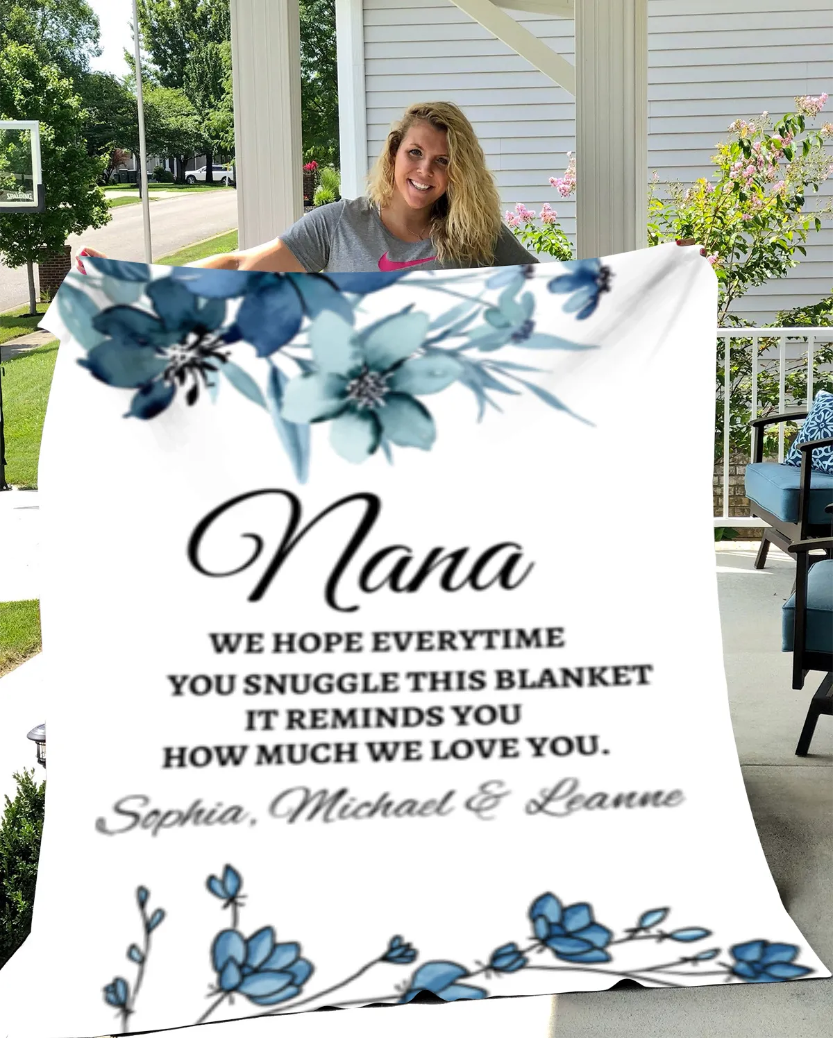 To Nana, Personalized Plush Fleece Blanket