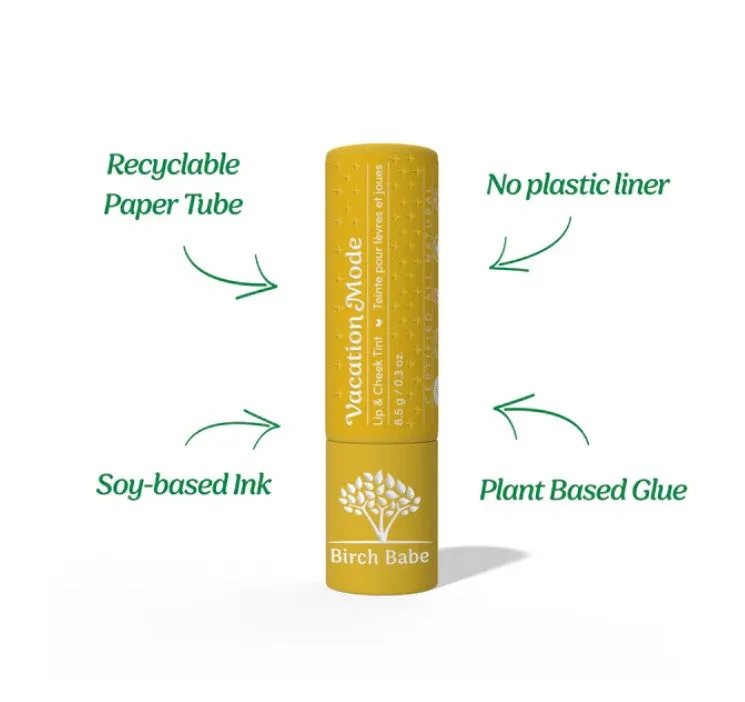 Vacation Mode Lip & Cheek Tint by Birch Babe – Dewy Bronze Shimmer, All-Natural & Safe for Sensitive Skin