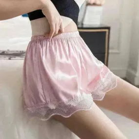 Women's Ice Silk Seamless Outer Wear Lace Loose Shorts